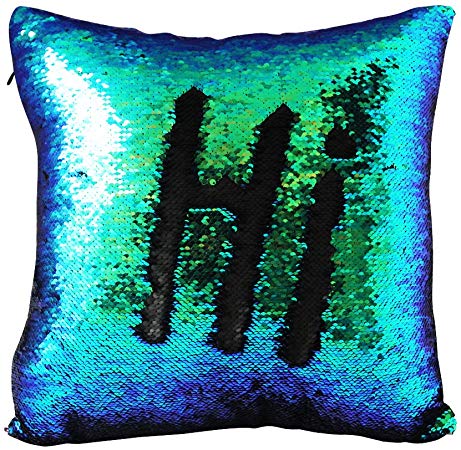 Janecrafts Two-color Decorative Mermaid Pillow Reversible Sequins Pillow Cases Cushion Cover 16 X 16"(40x40cm) Black and Green