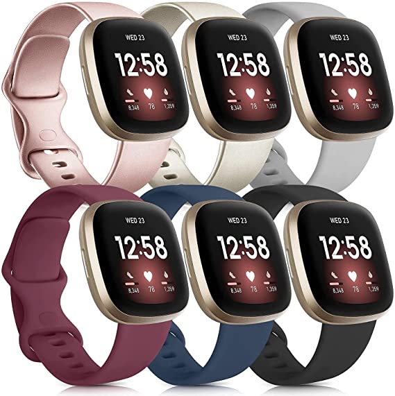 Silicone Bands Compatible with Fitbit Versa 3 Bands and Fitbit Sense Bands, Classic Soft Sport Band Strap for Fitbit Sense/Versa 3 Bands Women Men Small Large