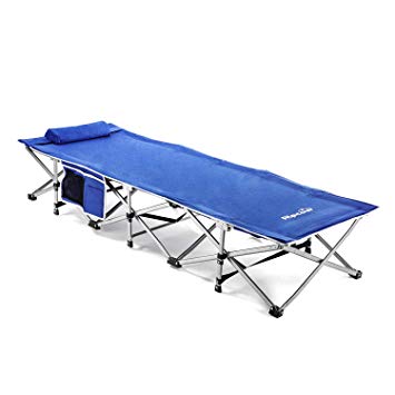 Alpcour Folding Camping Cot – Extra Strong Single Person Small-Collapsing Bed in a Bag w/Pillow for Indoor & Outdoor Use – Deluxe Comfortable Extra Heavy Duty Design Holds Adults & Kids Up to 440 Lbs