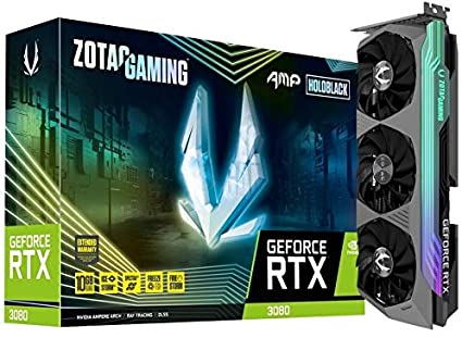 ZOTAC Gaming GeForce RTX 3080 AMP Holo 10GB GDDR6X 320-bit 19 Gbps PCIE 4.0 Graphics Card, IceStorm 2.0 Advanced Cooling, Spectra 2.0 RGB Lighting w/RGB LED Backplate, 1770Mhz Boost, ZT-A30800F-10P