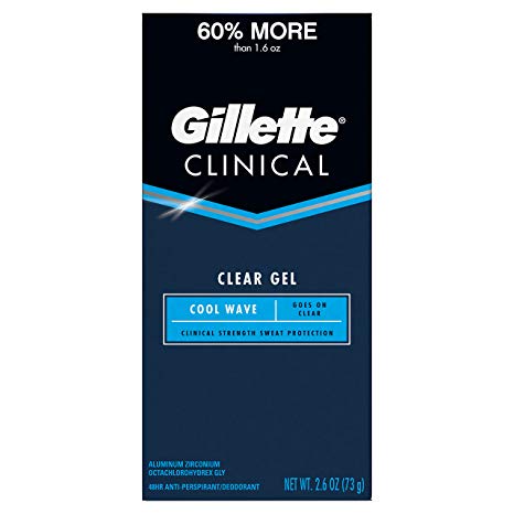 Gillette Clinical Endurance Tough Protection Clear Gel Anti-Perspirant & Deodorant, Cool Wave Scent, 2.6 Ounce  Packaging may Vary