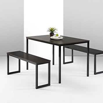 Zinus Modern Studio Collection Soho Dining Table with Two Benches / 3 piece set, Espresso