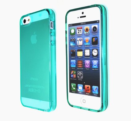 iPhone 5 , iPhone 5S Soft Case, EZstation (TM) iPhone 5S/5, Colorful Soft Bumper Slim Clear Transparent See-Thru Back Cover Case, Snap-On Silicone Back Case Cover Skin for Apple iphone 5 or iPhone 5S (TEAL)