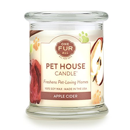 Pet House Candle - Apple Cider - CLICK TO SEE ALL 15 FRAGRANCES - Natural Soy Wax - Long-lasting - Pet Odor Eliminator Candle - Animal Lover Gift