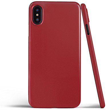 iPhone X Case, Thinnest Cover Premium Fit Ultra Thin Light Slim Minimal Anti-Scratch Protective - For Apple iPhone X | totallee Special Edition (Jet Red)