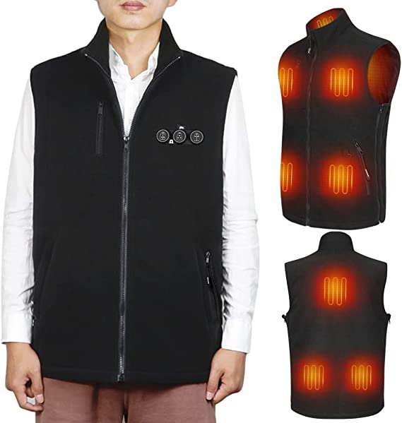ARRIS Mens Heated Vest Size Adjustable Electric Heating Body Warm Gilet 7.4V Battery Powered for Winter Use