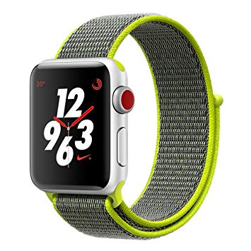 TiMOVO Compatible Band Replacement for Apple Watch 42mm 44mm, Soft Nylon Weave Sport Loop Band Strap with Adjustable Hook and Loop Fastener for iWatch 42mm 44mm Series 4/3 / 2/1, Flash
