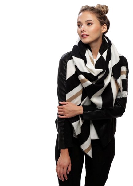 Mix & Match Women's Warm Line Pattern Wide Blanket Scarf Shawl For Cold Weather