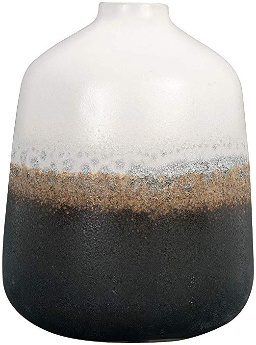 Bloomingville Ceramic Vase with Reactive Glaze Accent, Medium, Black & White