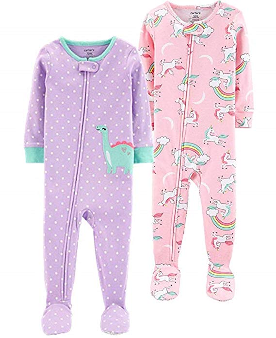 Carter's Baby Girls' 2-Pack Cotton Footed Pajamas