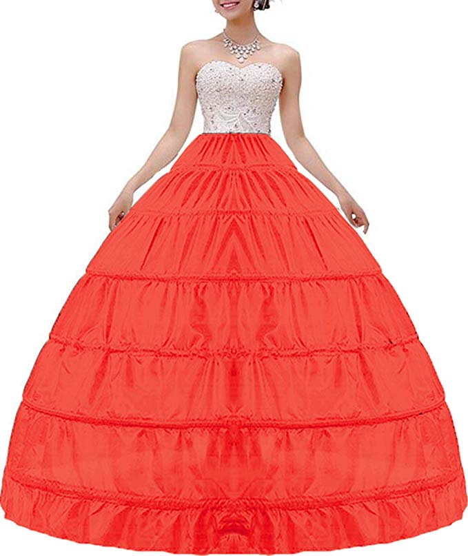 MISSVEIL Women Crinoline Petticoat A-line 6 Hoop Skirt Slips Long Underskirt for Wedding Bridal Dress Ball Gown