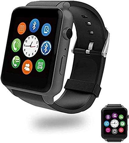 Evershop Smart Watch with HD Camera and TF SIM Card Slot for Men Women, Fitness Tracker Watch with Heart Rate Monitor Sleep Monitor Pedometer for Android iOS (Black)