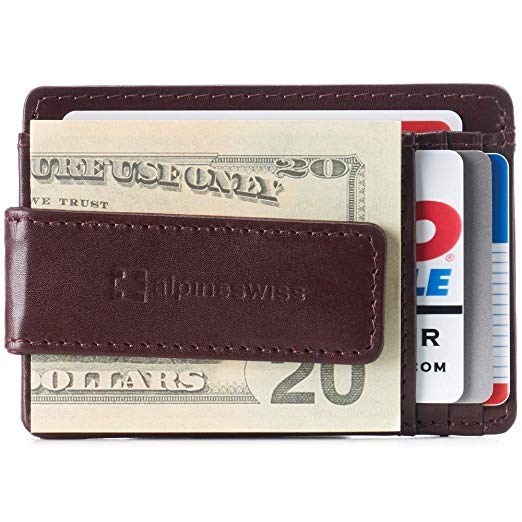 Alpine Swiss RFID Harper Money Clip Front Pocket Wallet For Men