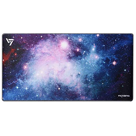 VicTsing Gaming Mouse Pad with Super Large Size (31.5×15.75×0.12 inch), Ultra Extended Computer Keyboard Desk Pads with Non-Slip Rubber Base, Water-Resistant, Durable Stitched Edges, Colorful Galaxy