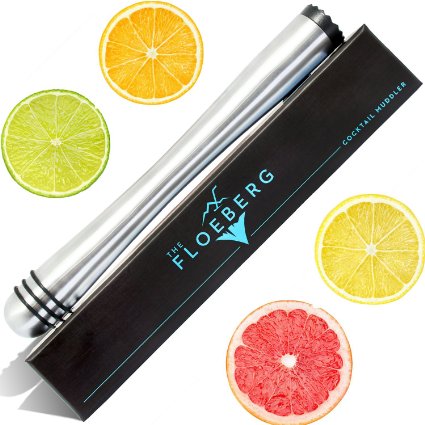 Cocktail Muddler - Stainless Steel Drink Muddler - Lifetime Guarantee - Free Bonuses - Make Mouthwatering Mojito Cocktails - By The Floeberg