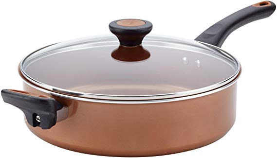 Farberware Glide Copper Ceramic Nonstick Covered Sauté with Helper Handle, 4-Quart, Copper