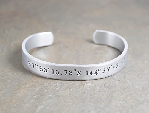 Personalized Latitude & Longitude Cuff Bracelet. Customized coordinate Bracelet, Coordinate Cuff, Personalized gift idea, Personalized Jewelry
