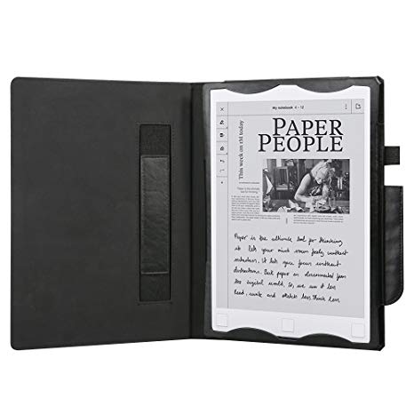 Kuroko Premium PU Leather Case Cover with Hand Strap, Pen Holder for Remarkable Digital Paper (Black)