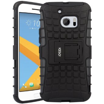 HTC 10 Case, ACMEBOX [Heavy Duty] Armor Defender Tough Rugged Dual Layer Protective Case with Kickstand for HTC 10 (2016) with Stylus - Black
