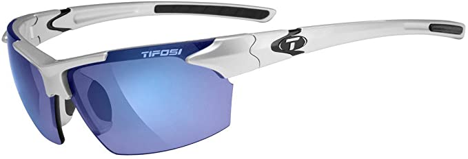 Tifosi Jet 0210400677 Wrap Sunglasses,Metallic Silver Frame/Smoke & Blue Lens,One Size