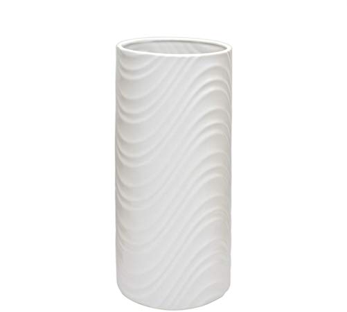 Rivet Modern Textured Stoneware Vase, 13.9"H, White