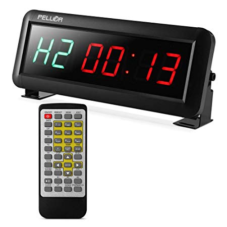 Pellor High Fitness Training Timer Remote Control Gym Indoor Interval Timer Clock for Tabata, EMOM, MMA