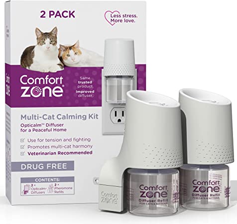 Comfort Zone MultiCat Calming Diffuser Kit, Cat Pheromone Spray, 2 Pack Diffuser Kit, New Formula (100540199)