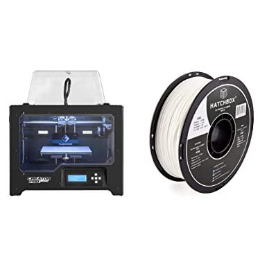 FlashForge 3D Printer Creator Pro, Metal Frame Structure & HATCHBOX ABS 3D Printer Filament, Dimensional Accuracy  /- 0.03 mm, 1 kg Spool, 1.75 mm, White, Model Number: 3D ABS-1KG1.75-WHT