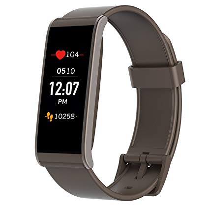 MyKronoz ZeFit4 HR Fitness Activity Tracker with Heart Rate Monitoring, Color Touchscreen & Smart Notifications - Brown/Brown