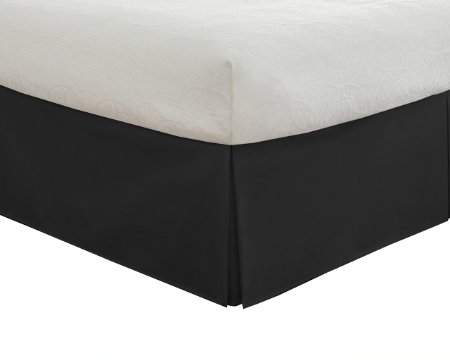Lux Hotel Bedding Tailored Bedskirt, Classic 14" drop length, Pleated Styling, Queen, Black