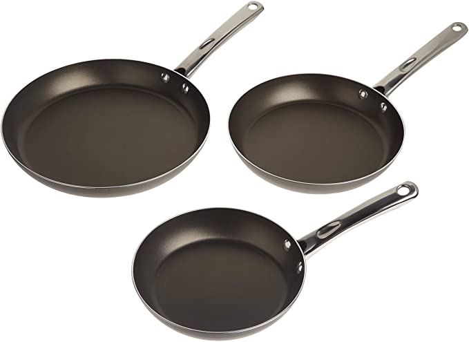 Farberware Nonstick Aluminum 3-Piece Nonstick Skillet Set, Charcoal