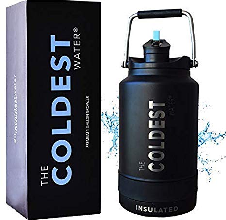 The Coldest Water Vacuum Insulated Stainless Steel One Gallon Jug with Flip Top Straw Lid 2.0-128 oz Super Insulated Water Bottle (Tactical)