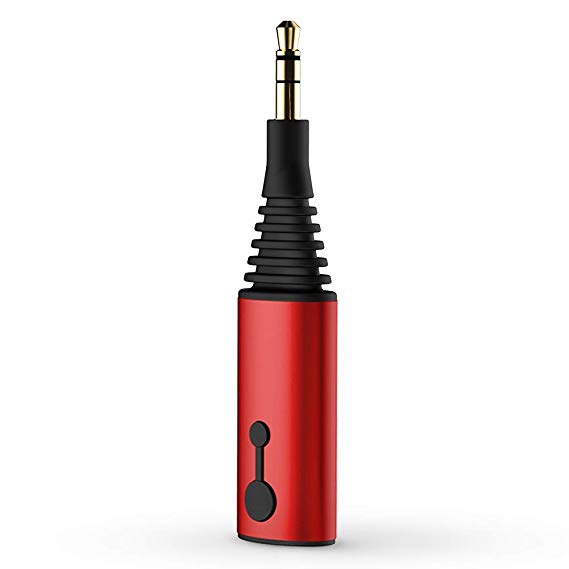 Hagibis Bluetooth 5.0 Transmitter Receiver, 2 in 1 Wireless aptX HD Audio 3.5mm Jack Adapter Support aptX Low Latency, for TV/Headphone/Car/PC/Speaker, Pairing 2 Bluetooth Headphones Speaker (Red)