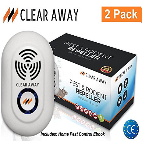 Ultrasonic Pest Repeller | 2 Pack | Electric Smart Silent Home Safe | 2018 UK UPGRADED | Clear Away And Vermoosh Pests, Rodents And Insects | Immediately Take Control | Electronic Deterrent Sonic Plug In For A Silent Safe Defence Against Rats, Mice, Mouse, Spiders Cockroaches, Bugs, Mosquitos, Insects And More | Anti Killer | Electromagnetic Rodent Repellent | Quality Assured | No More Traps | Free Ebook And User Manual Attached