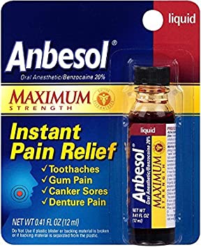 Anbesol Maximum Strength Instant Pain Relief Liquid 0.41 oz by Anbesol