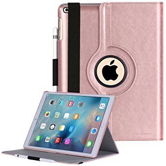 iPad Pro Case, iPad Pro 12.9 Case, BENTOBEN Swivel Kickstand Faux Leather 360 Degree Rotating Stand Magnetic Smart Cover Auto Sleep and Wake Feature Case for iPad Pro 12.9 inch Retina, Rose Gold