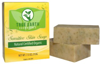 Eczema Psoriasis Bar Soap - 2 BARS PER BOX - Certified Organic from True Earth Essentials - Hypoallergenic - Sulfate-Free - Anti Fungal - All Natural Herbal Bar - Designed for Sensitive Skin