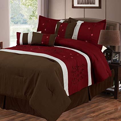 Lavish Home Sarah 7-Piece Embroidered Comforter Set, King