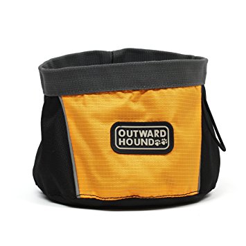 Outward Hound Kyjen  2484 Port-A-Bowl Collapsible Travel Dog Food Bowl Water Bowl, Large, Orange