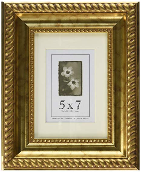 5x7 Wood Picture Frame, (Antique Gold)