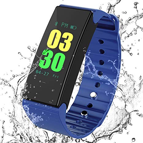 Fitness Tracker Sport Activity Tracker, MOCRUX Smart Band Smart Wristband, IP67 Waterproof Smart Bracelet Sleep Monitor Calorie Counter Pedometer Color Screen Call/SMS Reminder for Men/Women(Blue)