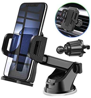 MIRACASE Car Phone Mount Universal Car Phone Holder with Dashboard Air Vent Windshield Cell Phone Holder with Telescopic Arm & Dashboard Pad Fit for iPhone Samsung LG Sony Motorola Huawei and More