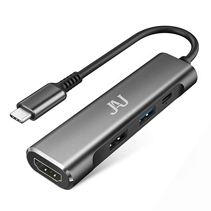 USB C to HDMI Multiport Hub Adapter, JAJ USB 3.1 Type-c Thunderbolt 3 to HDMI 4K Video, USB 2.0, USB 3.0, Charging Port Compatible MacBook/Pro, Samsung Galaxy S9/S8, Dell XPS, HP Spectre and More