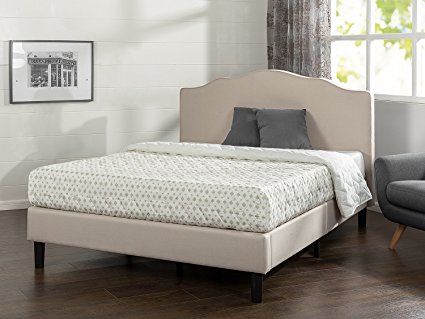 Zinus Paris Upholstered Scalloped Platform Bed with Wooden Slat Support, Full