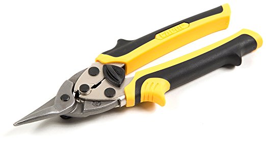 Capri Tools 40208 Aviation Tin Snips, 7", Straight, Yellow/Black