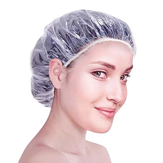 125Pcs Disposable Shower Caps - Plastic Shower Cap Disposable, Clear Waterproof Plastic Caps for Women Hair Spa Salon Hotel Travel