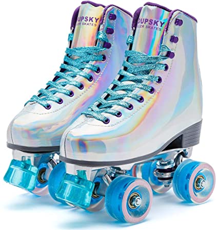Goupsky Roller Skate Shoes for Women/Youth ,Retro 4 Wheels Quad Skates for Outdoor & Indoor
