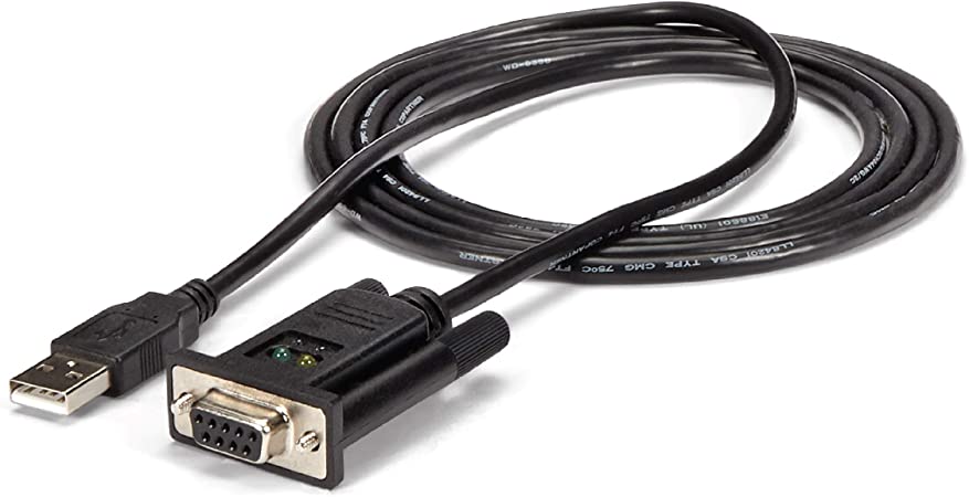 StarTech.com USB to Serial RS232 Adapter - DB9 Serial DCE Adapter Cable with FTDI – Null Modem - USB 1.1 / 2.0 – Bus-Powered (ICUSB232FTN), Black