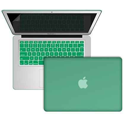 MacBook-13-inch-Case, RiverPanda Lightweight Ultra Slim Rubberized Hard Cover With Keyboard Skin & Screen Protector for MacBook Air 13-Inch (A1369/A1466) - Ocean Green