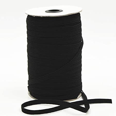 Flat Elastic Band Heavy Stretch High Elasticity Knit Elastic Band for Sewing Crafting (Black 3mm 200Yards)